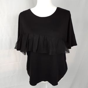 Zara Womens Blouse Black 3/4 Length Sleeves Medium